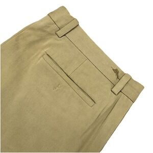 Tommy Bahama Mens Tan‎ Beige 90% Silk Flat Front Pleaded Pants 35x30 Casual